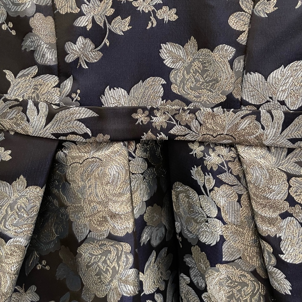 Oleg Cassini | Metallic Brocade Knee Length Dress - Picture 11 of 11